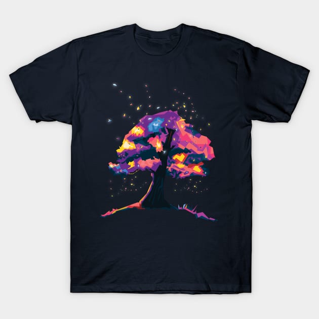 Tree Fantasy Illustration T-Shirt by Shuriken